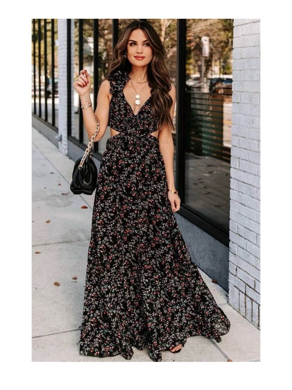 NWT FATE Black Floral Laced Maxi Dress